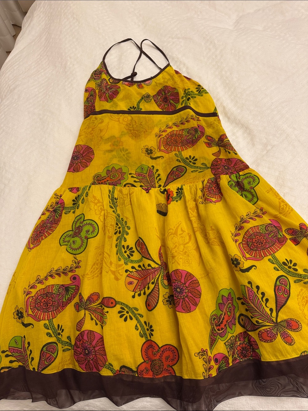 Bright Yellow Floral Halter Sundress